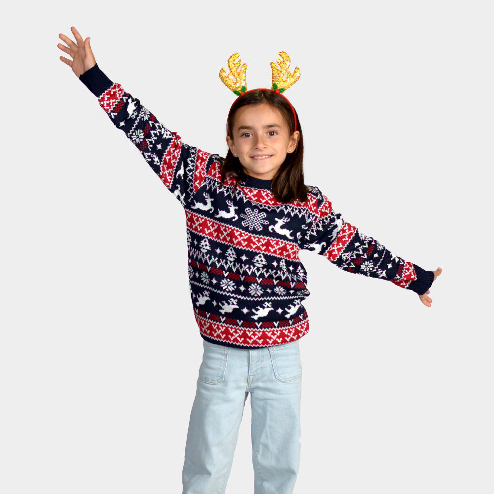 Pull de Noël pour Enfants Rennes et Motifs de Noël