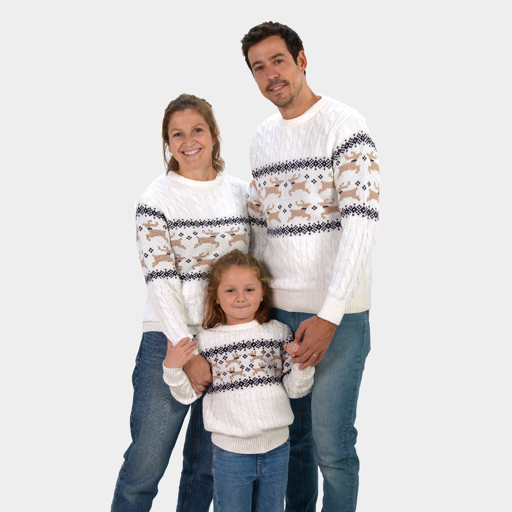 Pull de Noël pour Enfants Blanc Chic Alaska Famille