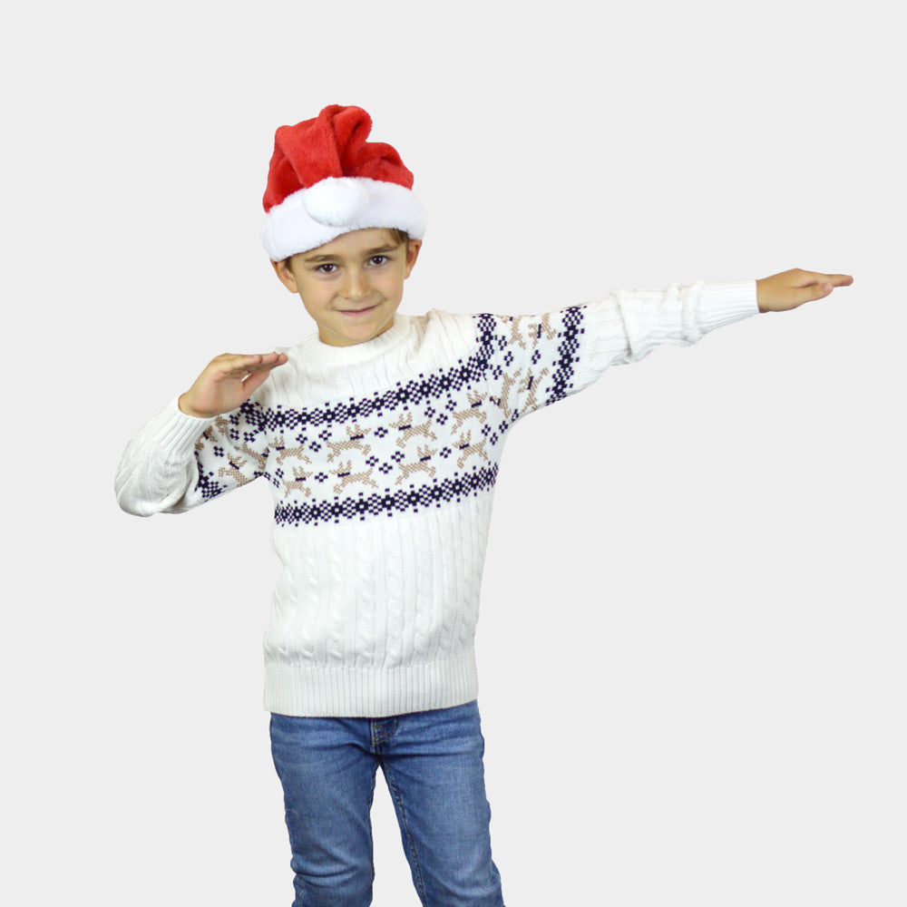 Pull de Noël pour Famille Blanc Chic Alaska enfants