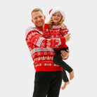 Pull de Noël pour Famille Rouge Bonhommes de Neige Sapins Coton Bio