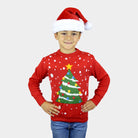 Pull de Noël pour Enfants Rouge Sapin de Noël et filles