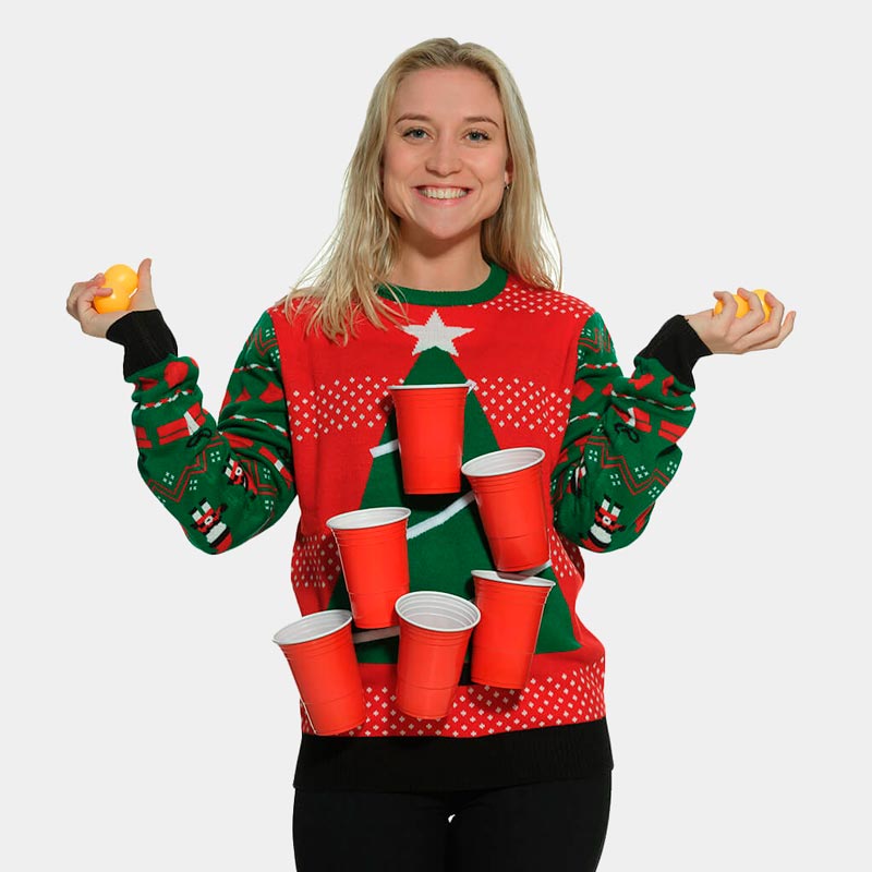 Pull de Noël Beer Pong Femme