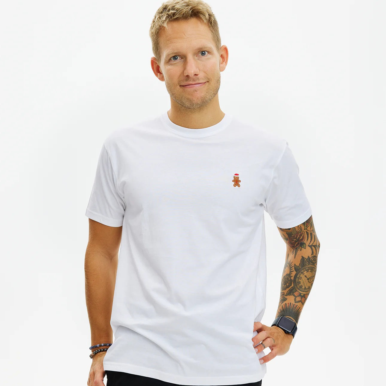T-shirt de Noël pour Homme et Femme Bonshomme en pain d'épices Blanc 
