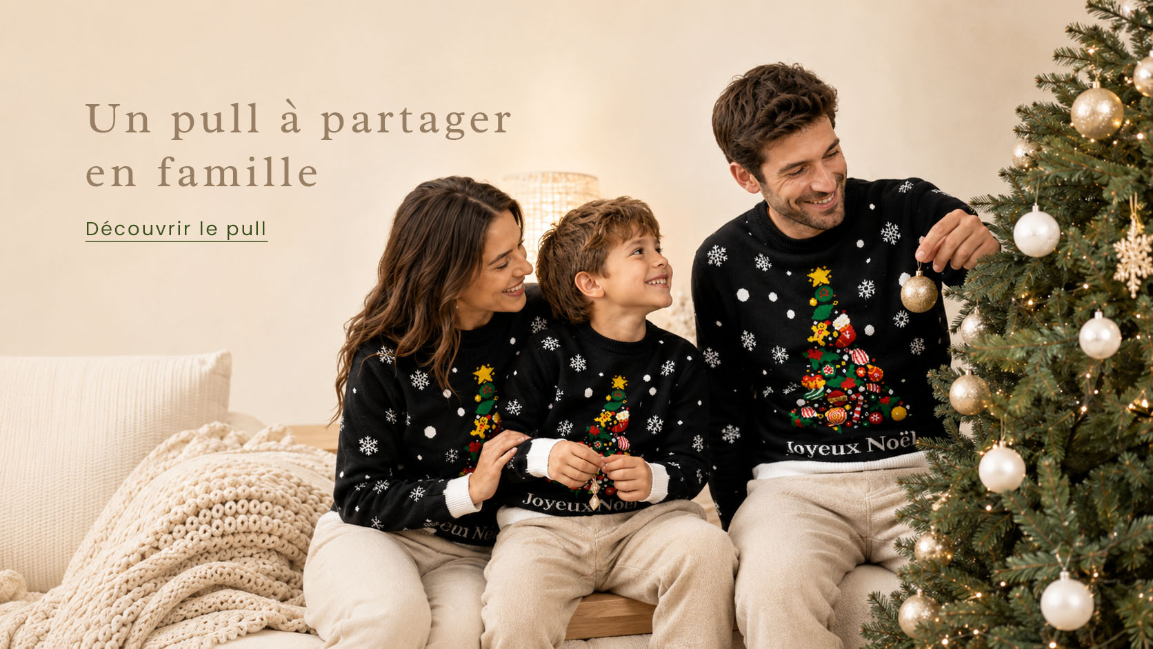 Pull de Noël pour la famille Joyeux Noël Banner 