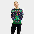 Bleu Pull de Noël pour Homme Lumineux LED avec Sapin de Noël
