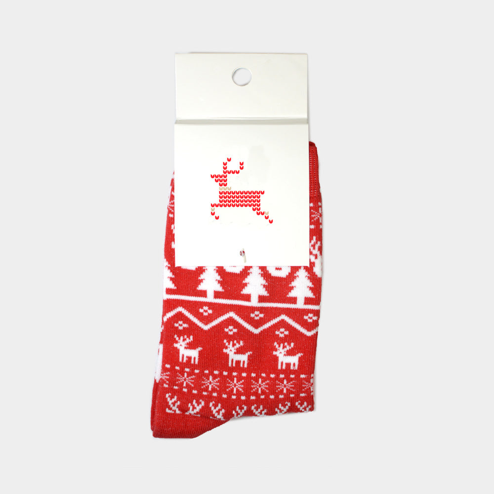 Chaussettes de Noël Unisexes Renne Rouge

