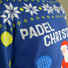 Pull de Noël pour Couple Bleu Padel Christmas detail