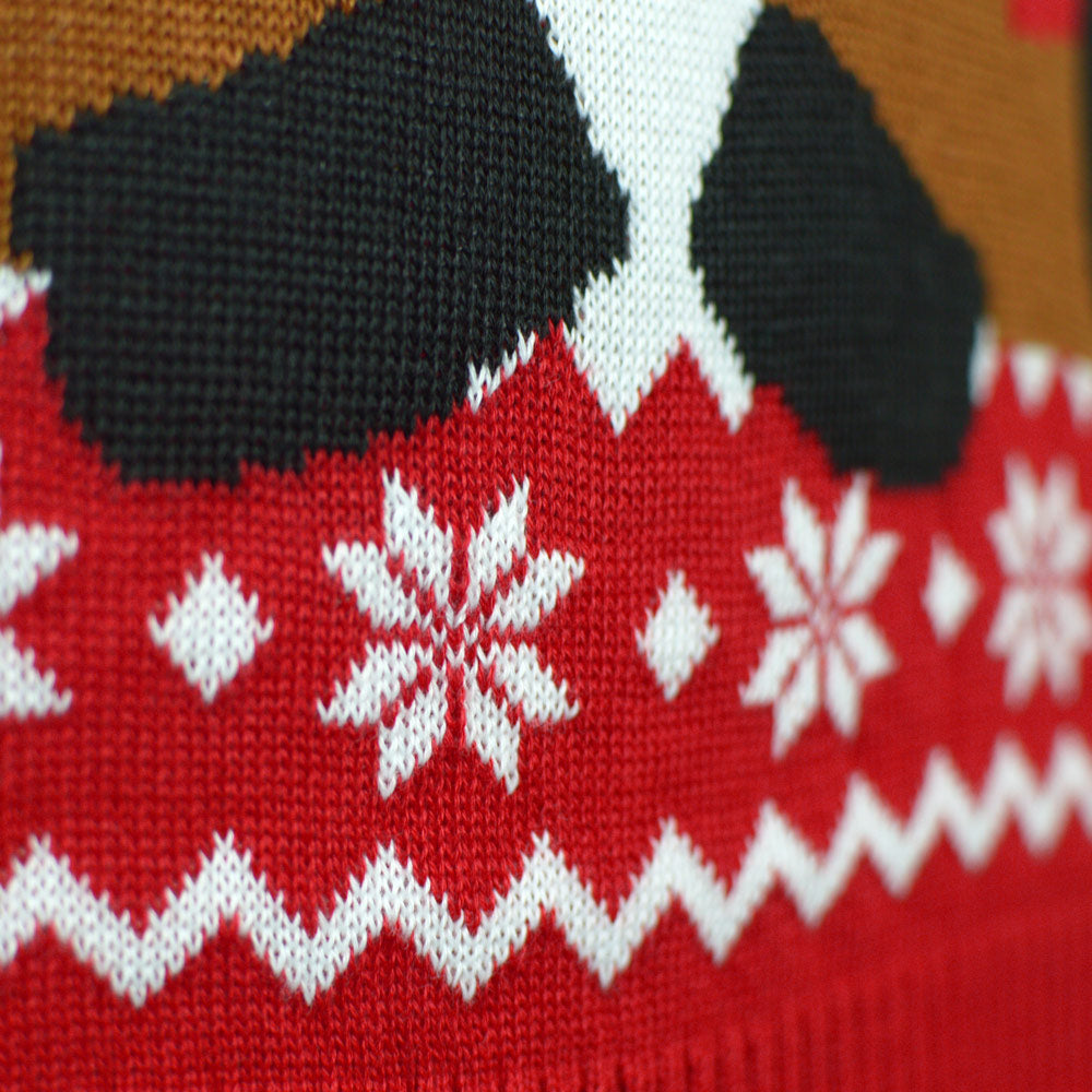 Pull de Noël pour Couple Rouge Renne Rudolph Echarpe detail