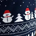 detail Pull de Noël pour Couple avec Sapins, Bonhommes de Neige et Père Noël Coton Bio