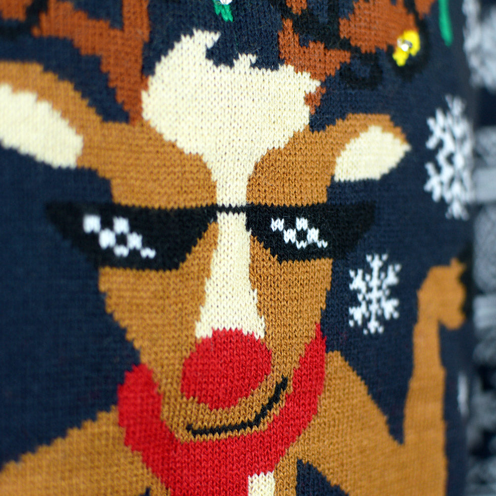 detail Pull de Noël pour Homme Lumineux LED Jingle Bells