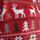 detail Pull de Noël pour Homme Rouge avec Rennes, Sapins et Étoiles Polaires