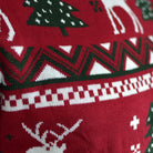 Pull de Noël pour Homme Rouge avec Sapins de Noël et Rennes detail