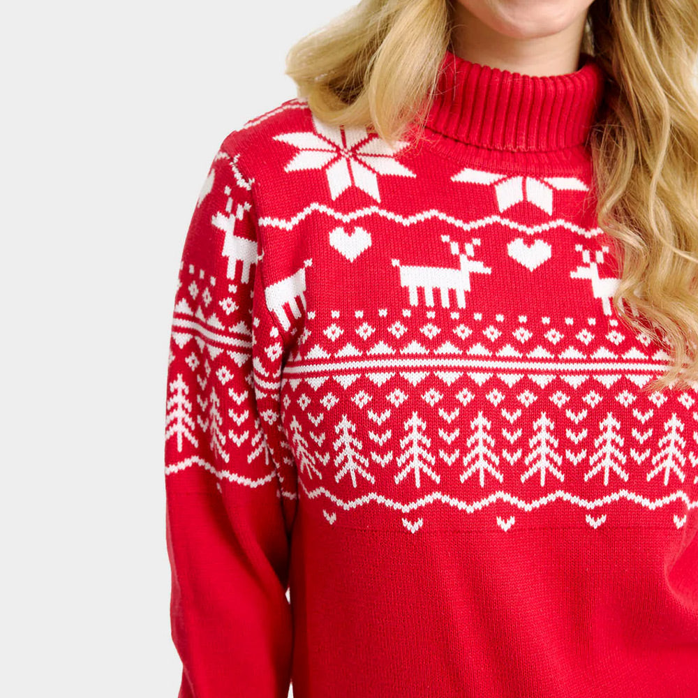 Greenlandish Pull de Noël pour Femme à Col Roulé en Coton Bio
