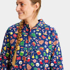 Femme Pyjama de Noël Familial Bleu Motifs de Noël