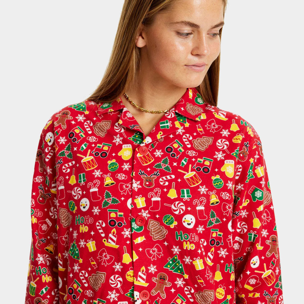 Pyjama de Noël Femme Adultes Unisexe Rouge Motifs de Noël