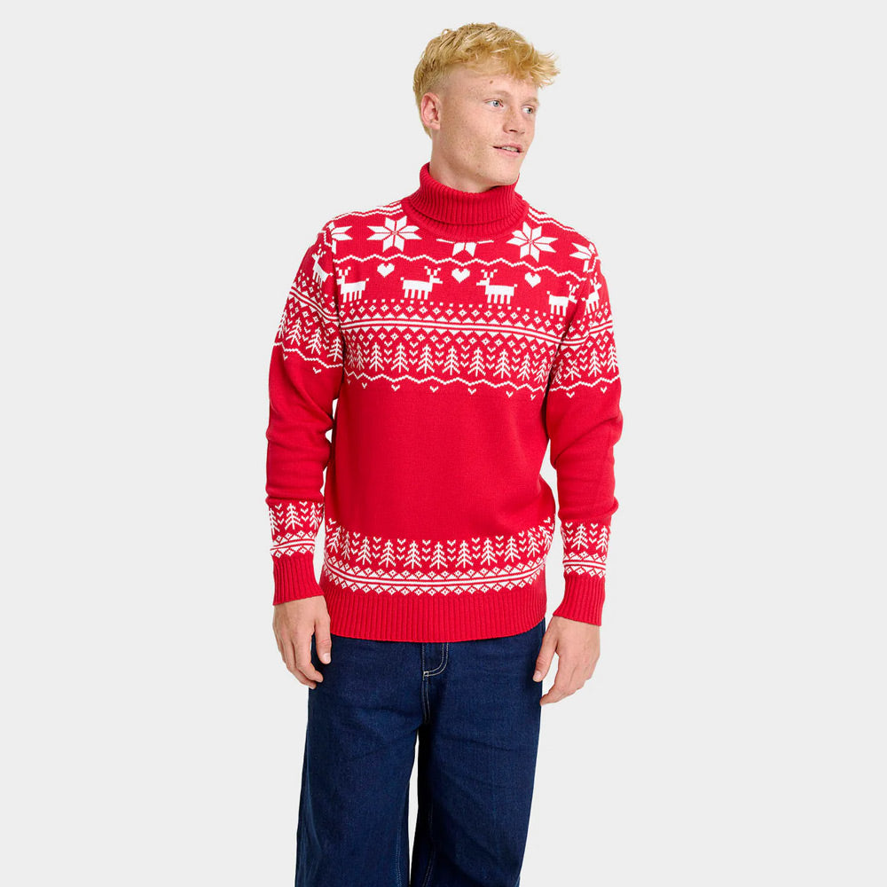 Greenlandish Pull de Noël pour Homme à Col Roulé en Coton Bio

