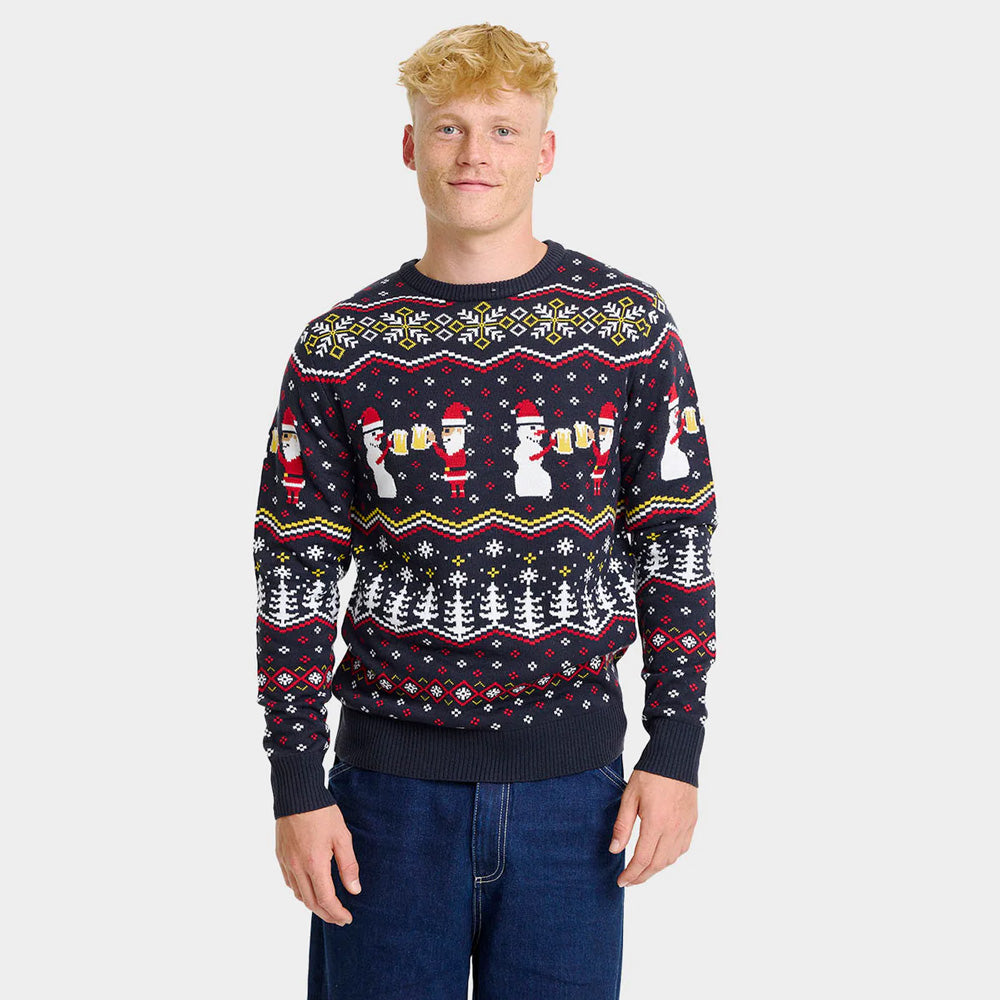 Homme Pull de Noël pour Couple Toast Père Noël
