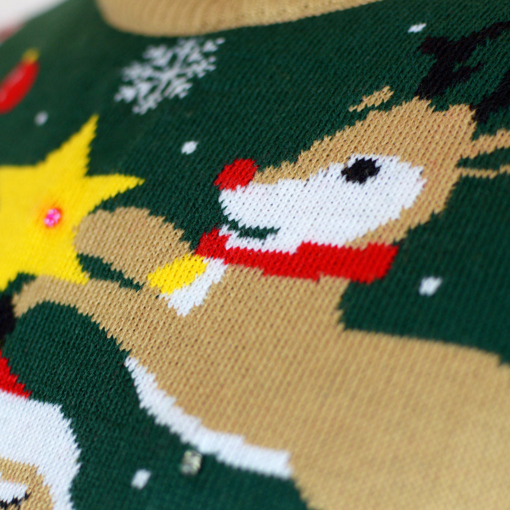 Père Noël ligoté Pull de Noël pour Couple Lumineux LED 
