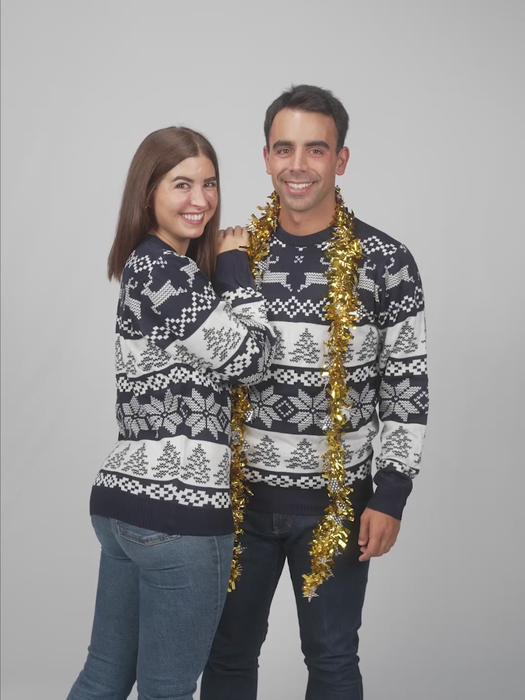 Pull de Noël pour Couple Bleu Pôle Nord