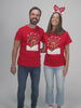 T-Shirt de Noël pour Homme et Femme Rouge avec Renne Rudolph