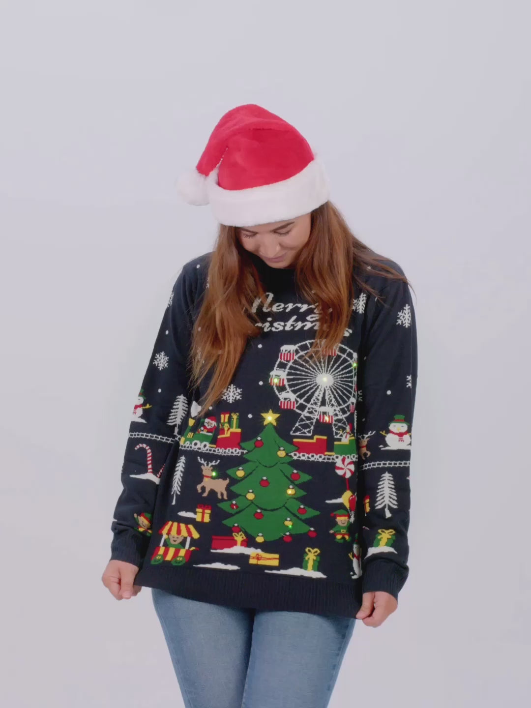 Pull de Noël pour Femme et Homme Lumineux LED Marché de Noël