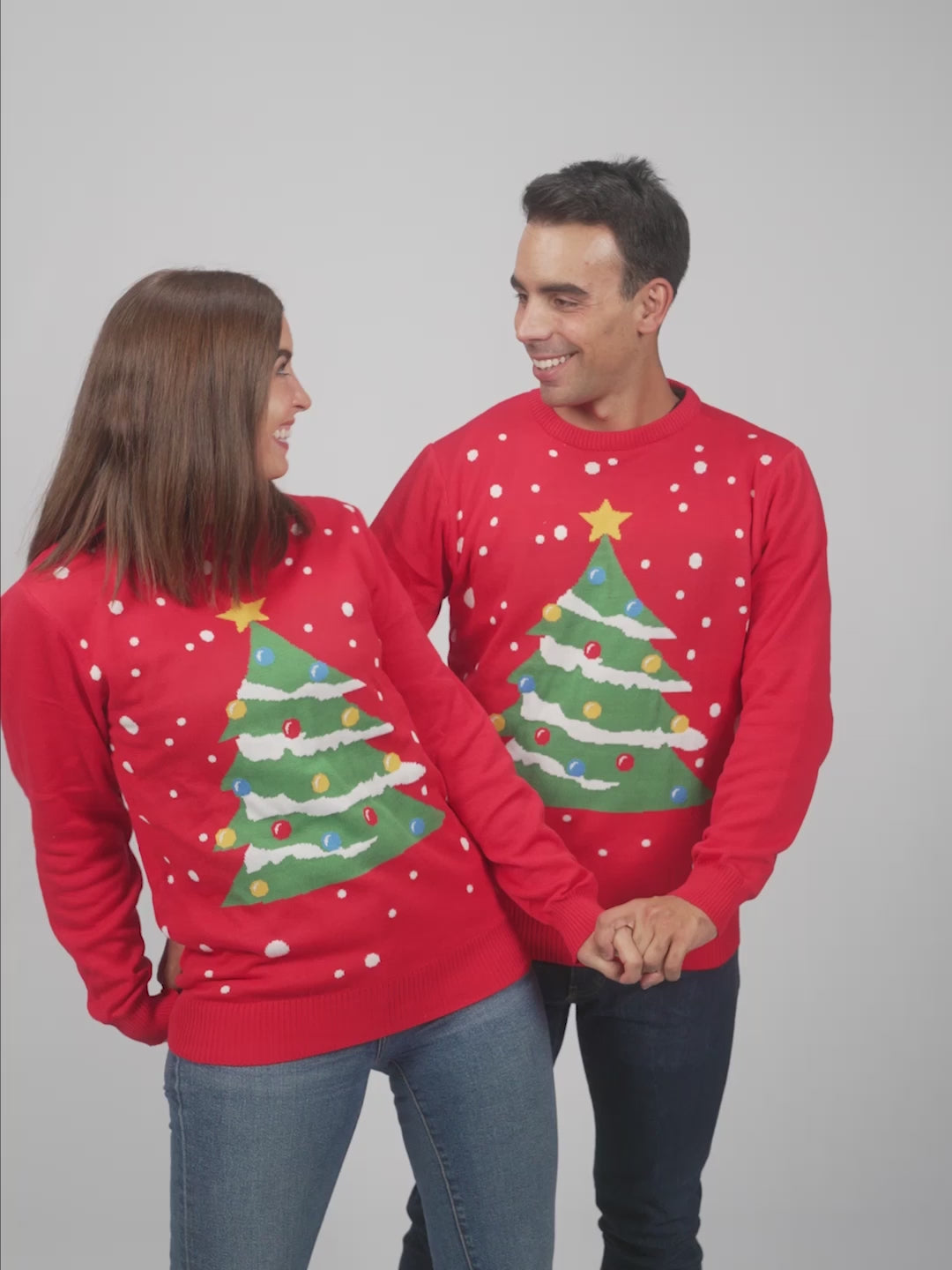 Pull de Noël pour Femme et Homme Rouge Sapin de Noël