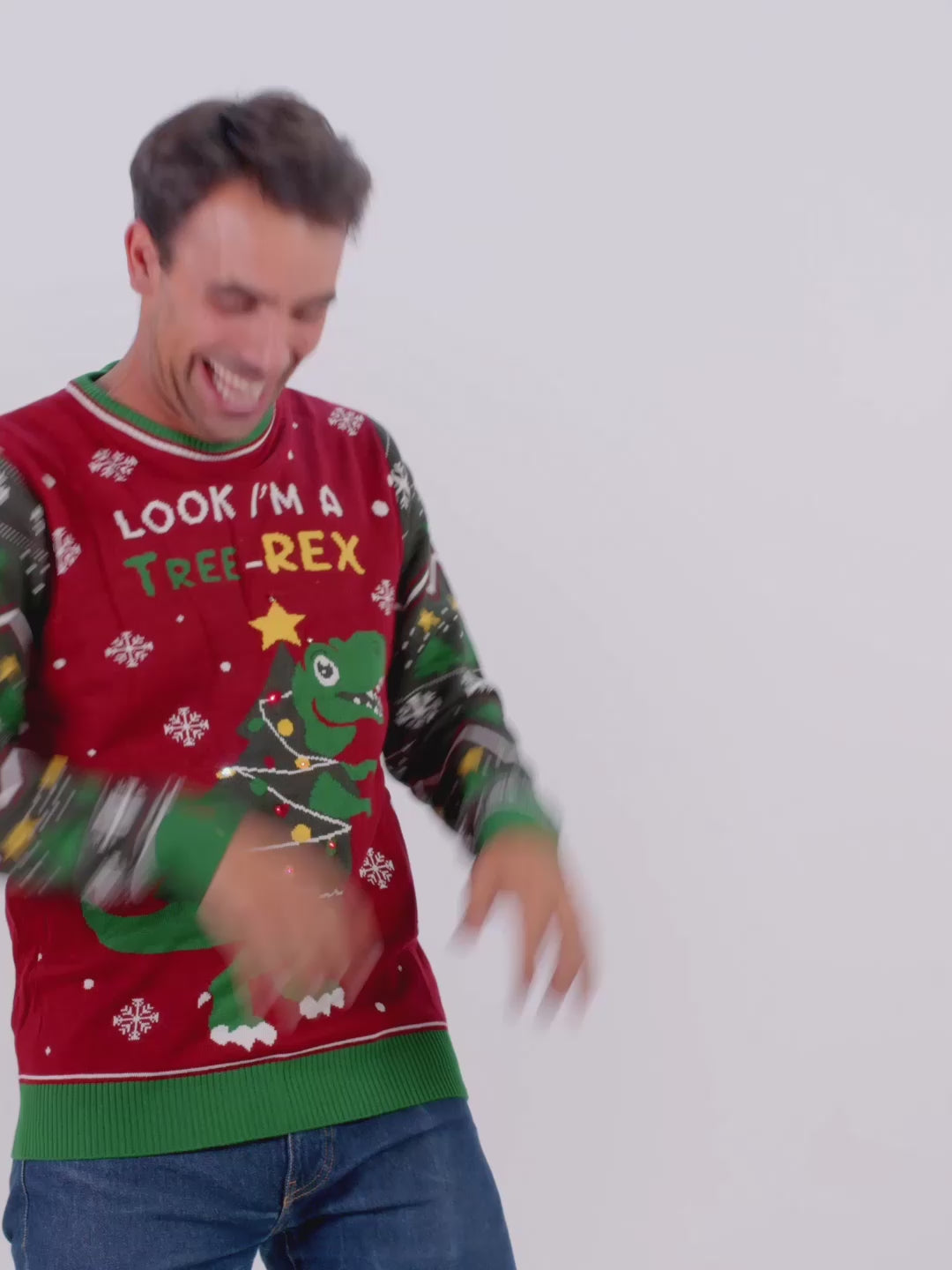 Pull de Noël pour Femme et Homme Lumineux LED Christmas Tree-Rex