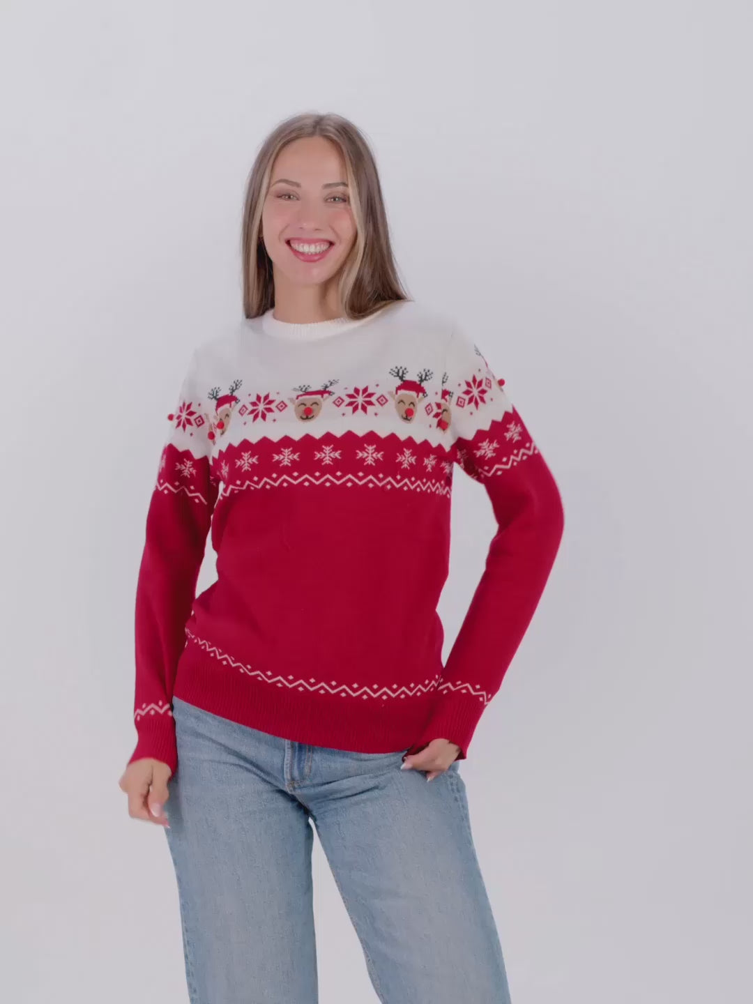 Pull de Noël pour Femme et Homme Renne Adorable