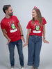 T-Shirt de Noël pour Homme et Femme Rouge avec Pingouin