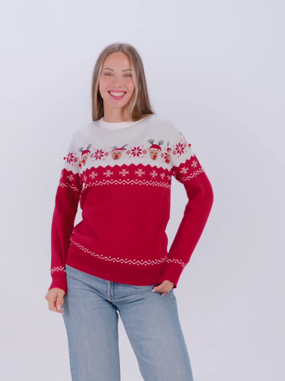 Pull de Noël pour Femme Homme Renne Adorable