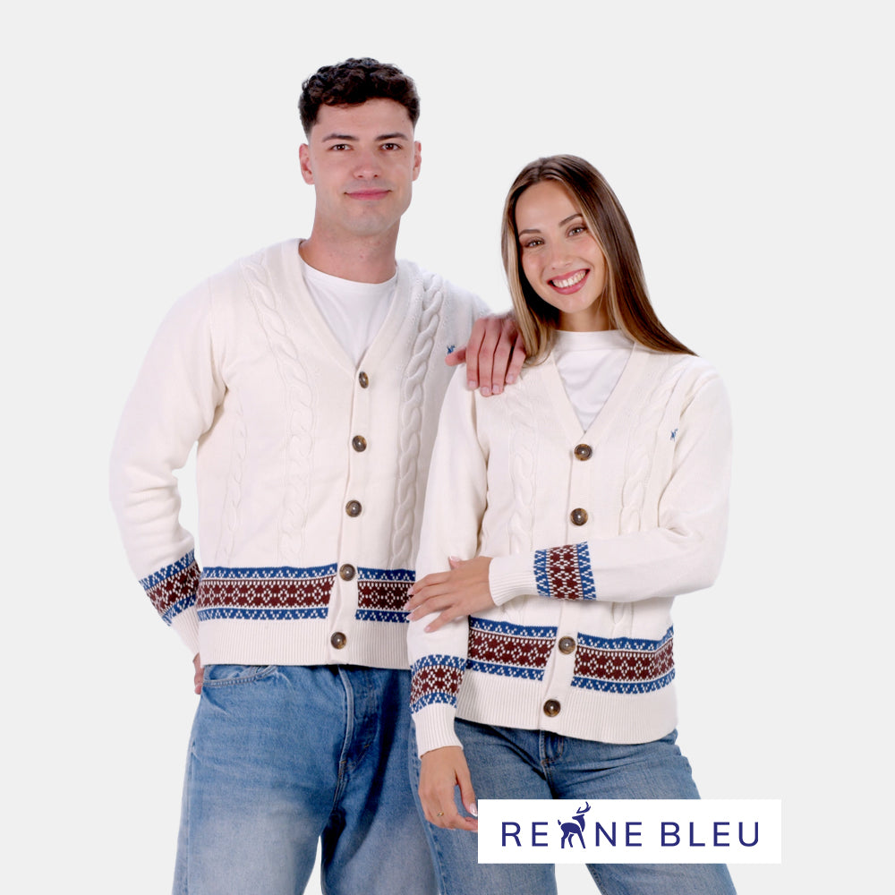 Pull pour Couple Cardigan Renne en Coton Bio
