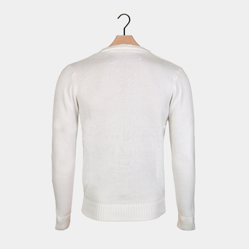 Pull de Noël Homme Blanc Renne 3D