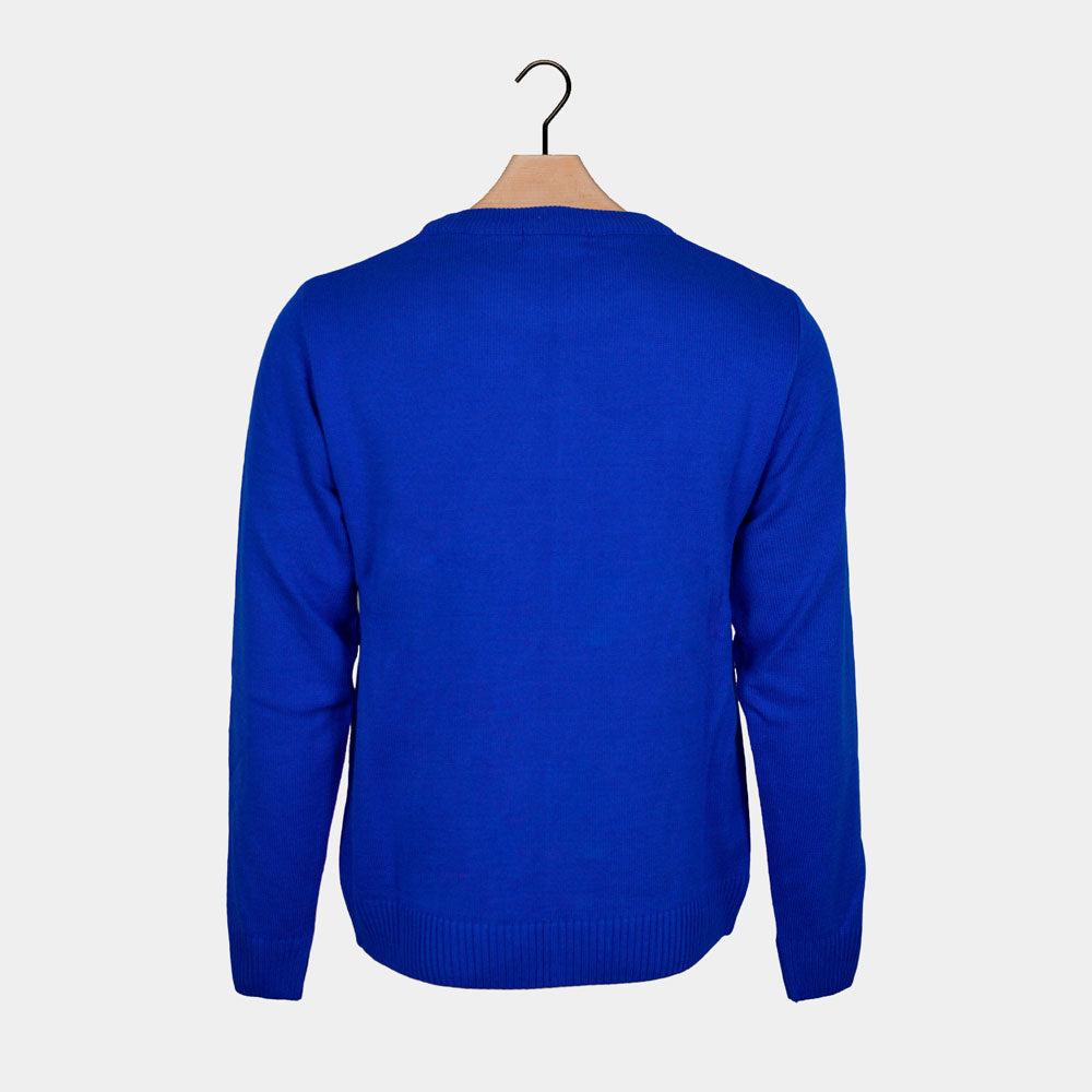 Pull de Noël Homme Bleu Renne Souriant