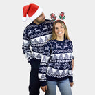 Pull de Noël Bleu Pôle Nord couple