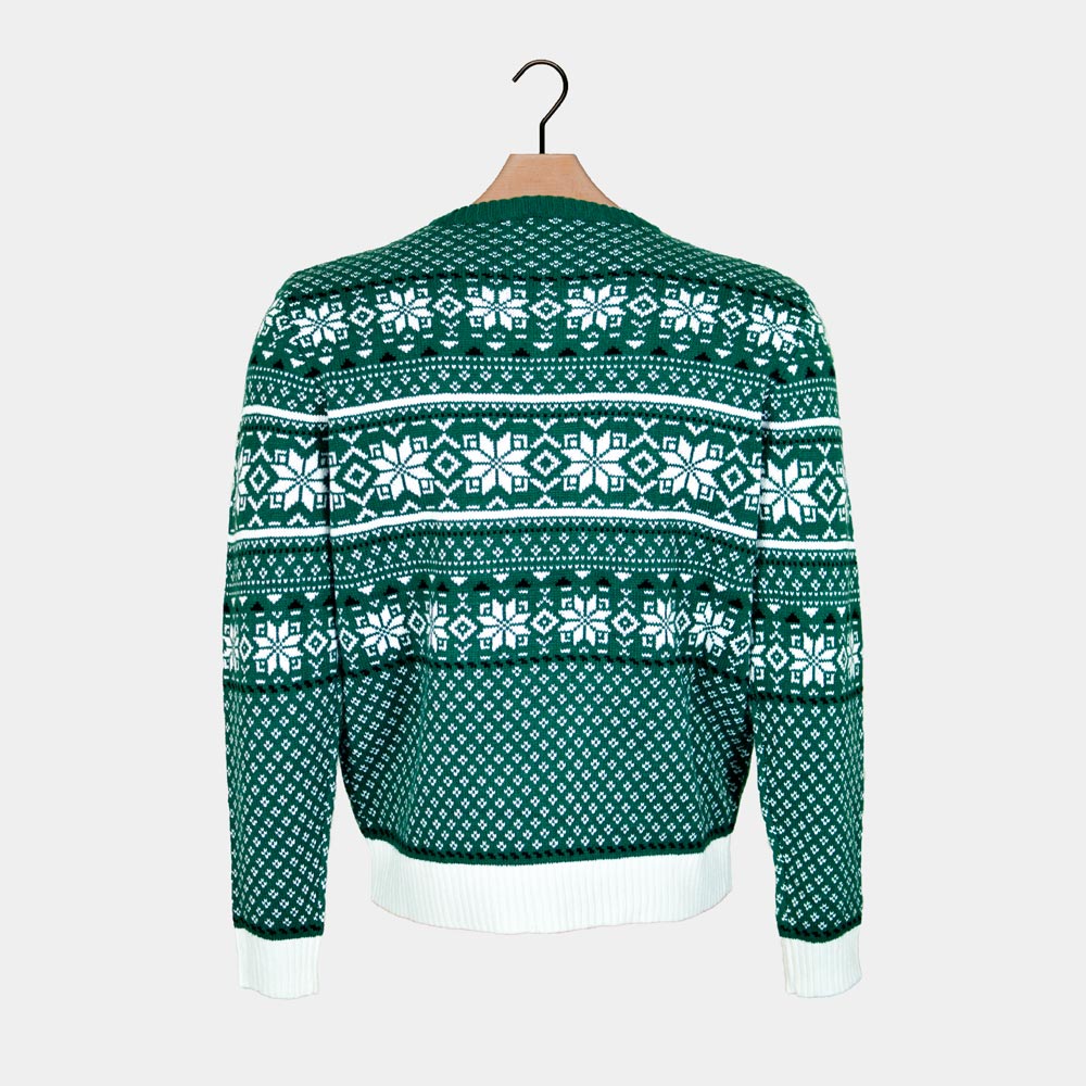 Pull de Noël Chic Homme Classique Vert et Blanc