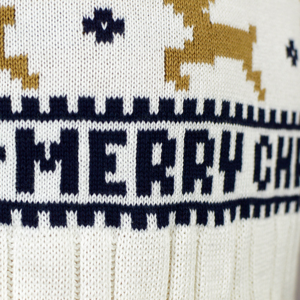 Pull de Noël Chic pour Couple Blanc avec Rennes Coton Bio detail
