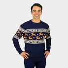 Pull de Noël Chic pour Couple Bleu avec Rennes Coton Bio homme