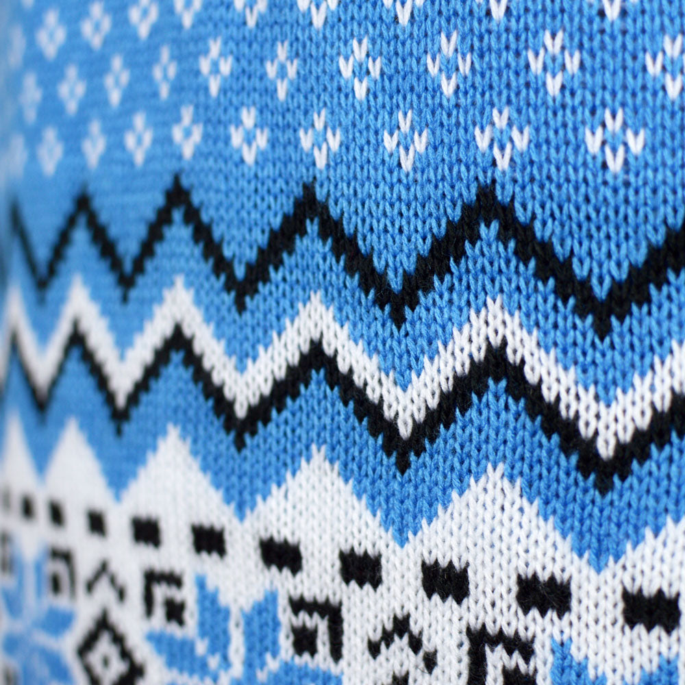 Pull de Noël Chic pour Homme Blanc, Gris et Bleu avec Rennes detail