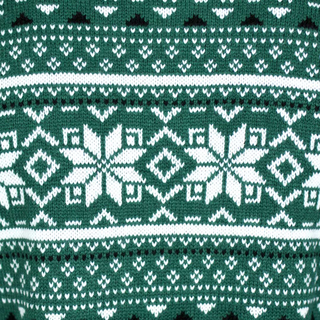 Pull de Noël Chic pour Homme Classique Vert et Blanc detail