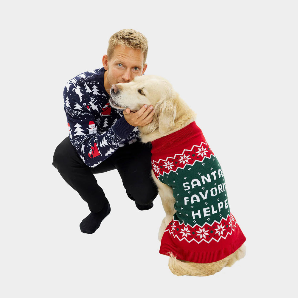Pull de Noël pour Chien Petit Assistant du Père Noël
