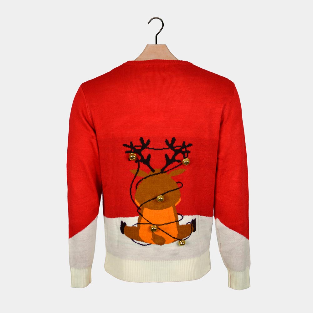 Jingle Bells Suck Grelots 3D Pull de Noël pour Couple Rouge 