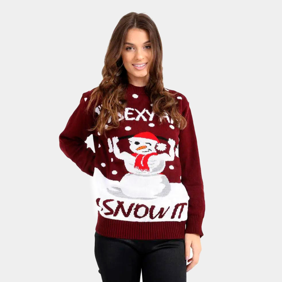 Pull de Noël pour Couple Bonhomme de Neige Sexy femme