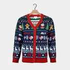 Pull de Noël Cardigan Holly Jolly Couple Bleu et Rouge
