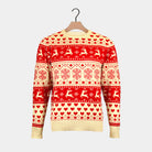 Pull de Noël pour Couple avec Cœurs et Beige Coton Bio Rouges 
