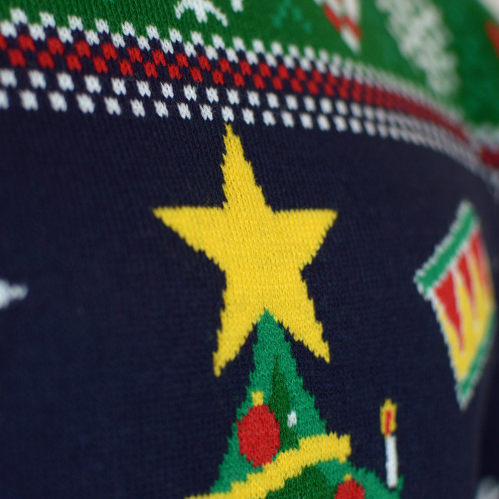 Pull de Noël pour Couple Lumineux LED Bleu avec Sapin de Noël detail