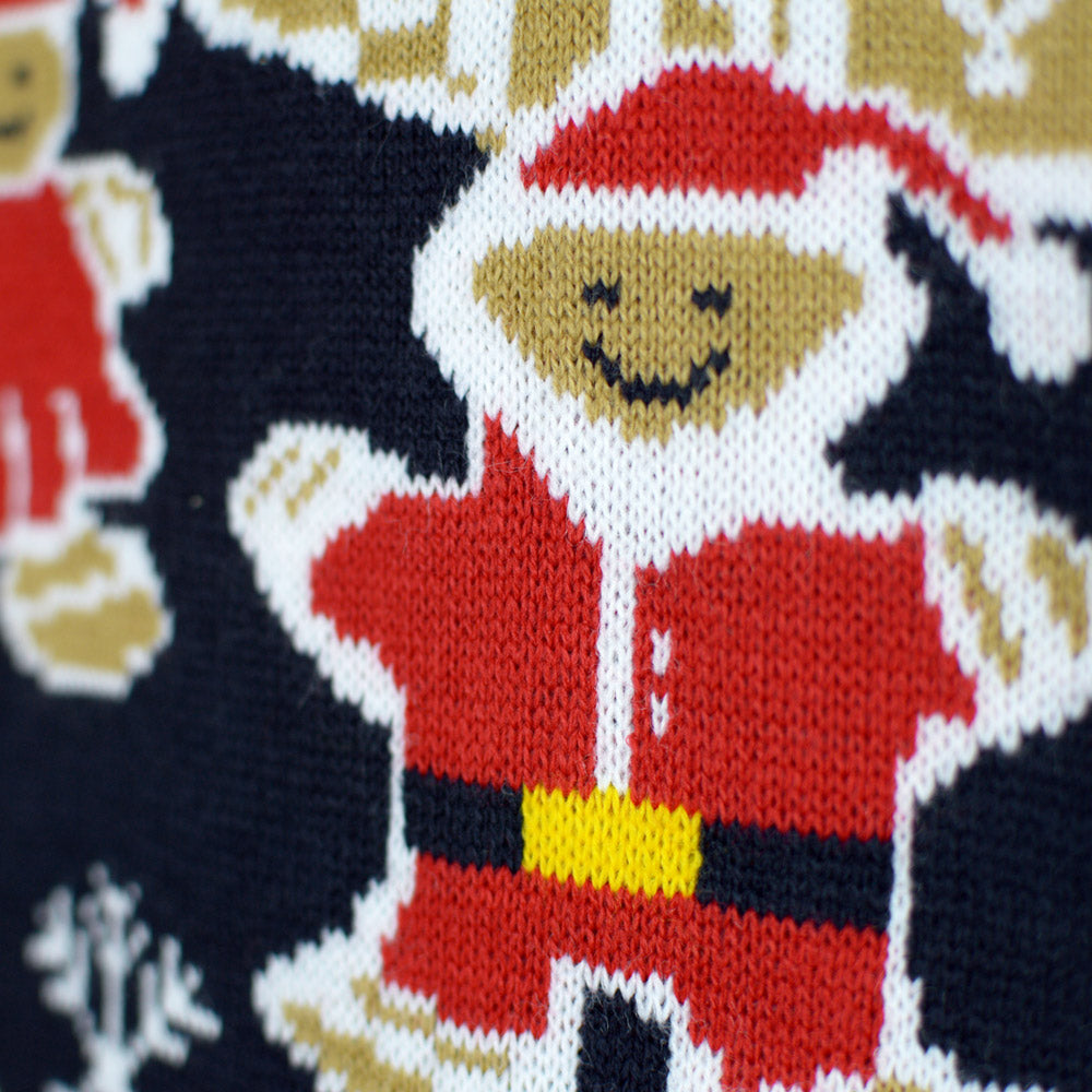 Pull de Noël pour Couple Lumineux LED Maison de pain d'épices detail