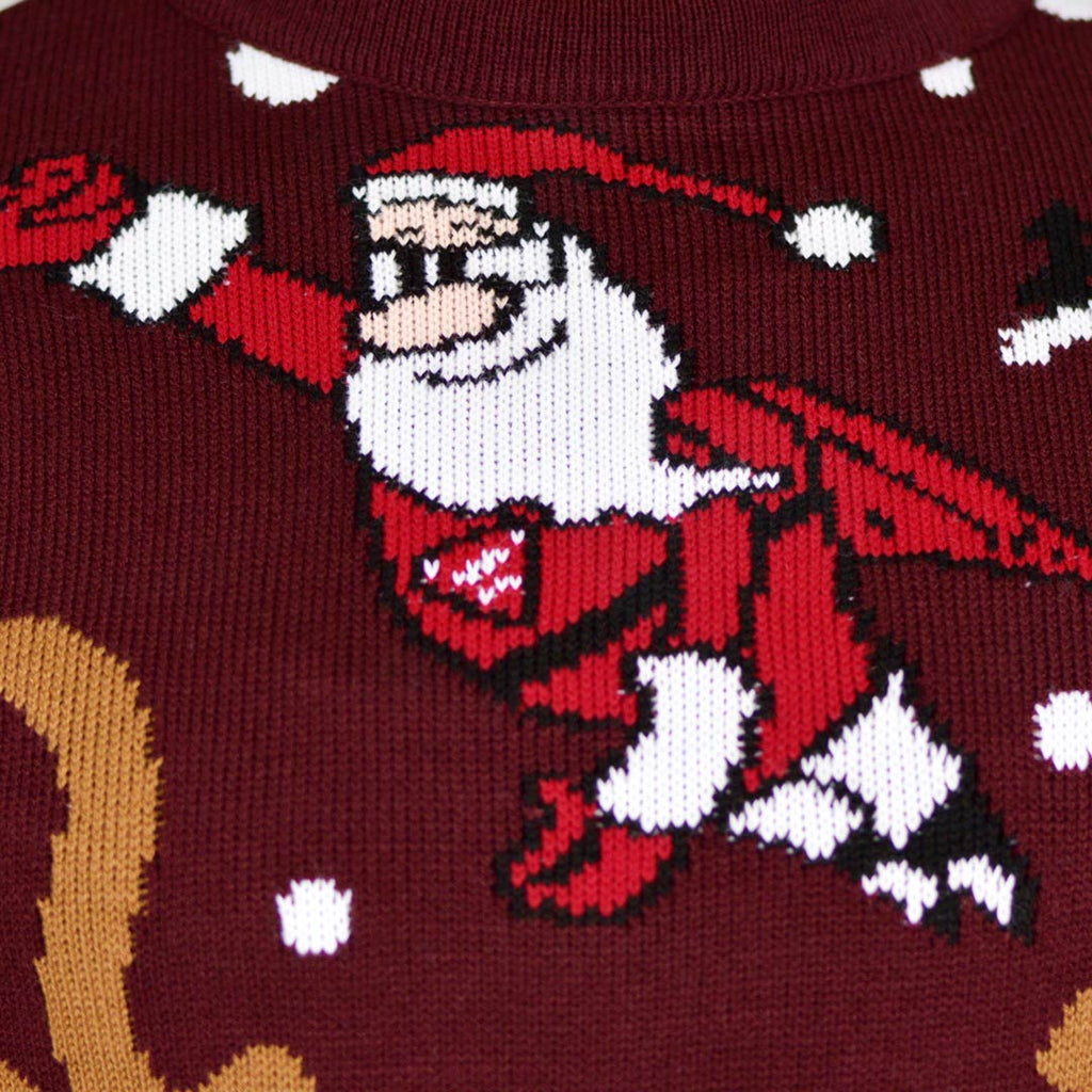 Pull de Noël pour Couple Renne Batman Père Noël Superman detail