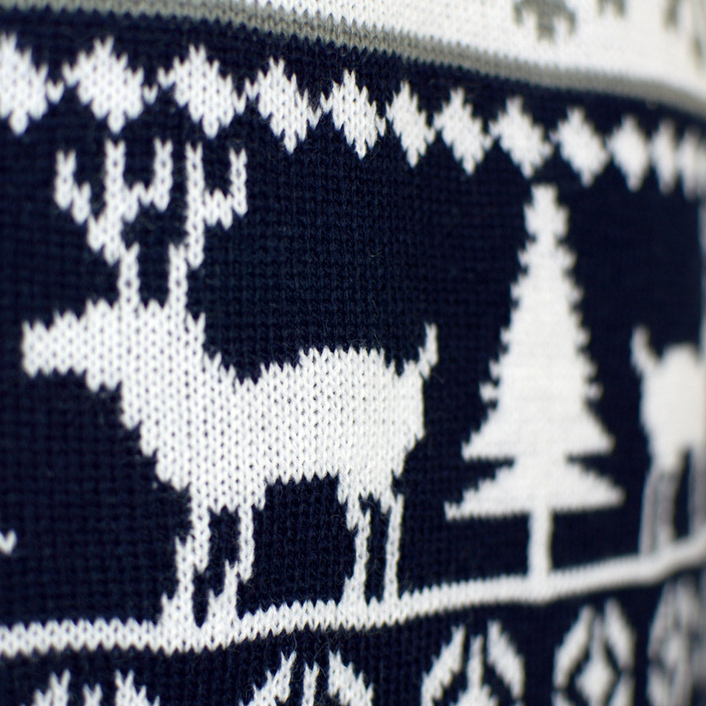 Pull de Noël pour Enfants avec Rennes et Sapins Bandes 

