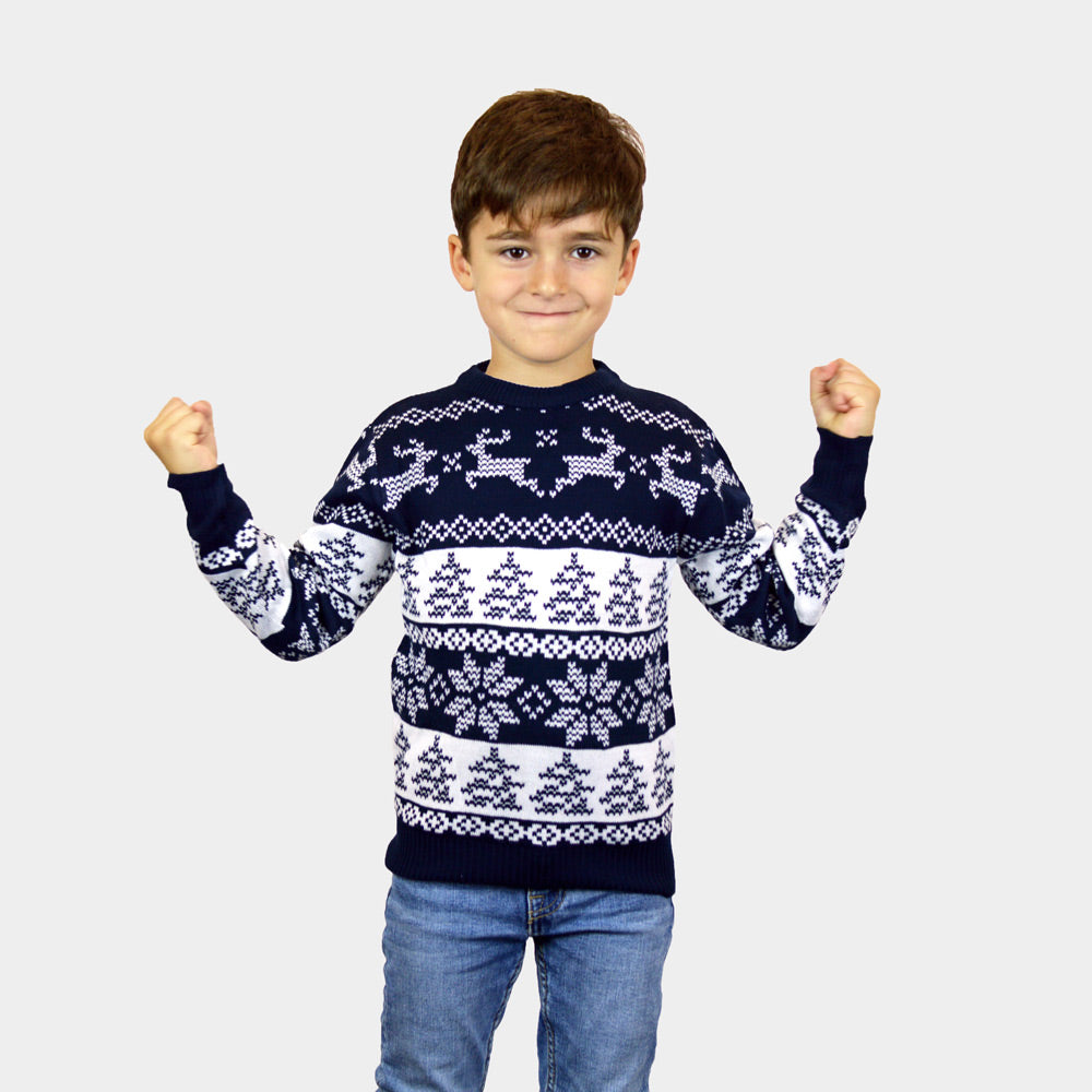 Pull de Noël pour Enfants Bleu Pôle Nord filles