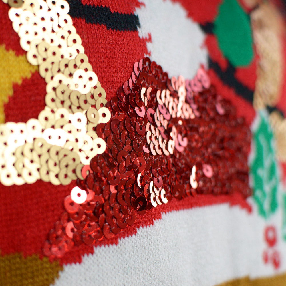 Pull de Noël pour Enfants Lumineux LED Brillant Renne  Paillettes
